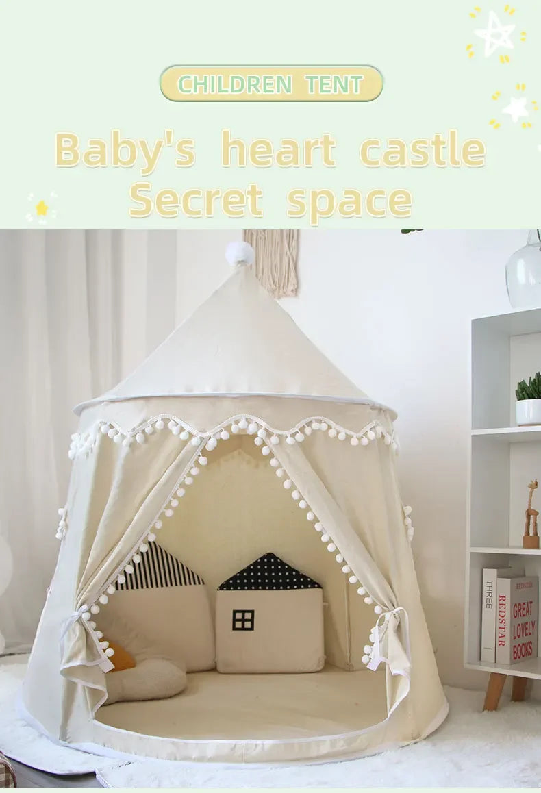Portable Princess Castle Game House Teepee Tent for Children Outdoor Indoor Fun Toy Soft Cloth Mongolian Birthday Gift for Kids 0-12Y