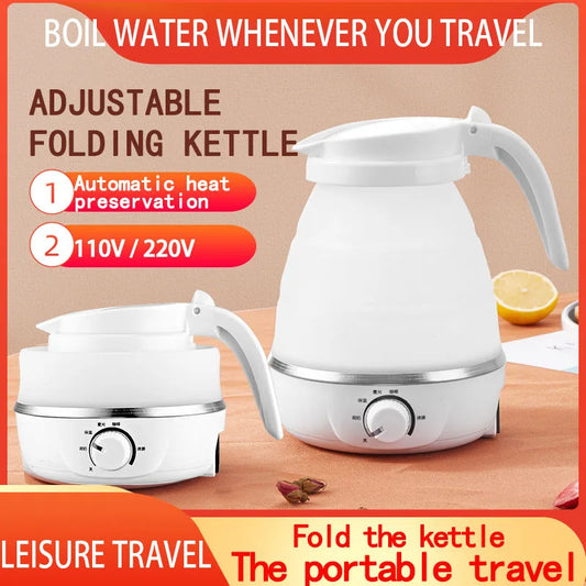 Mini Portable Fold Electric Kettle Thermostat Silicone Stainless Steel