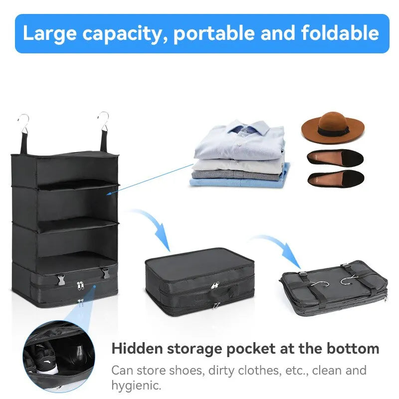 1 Set  Luggage Travel Organizer Hanging Packing Cubes Hanging Shelves