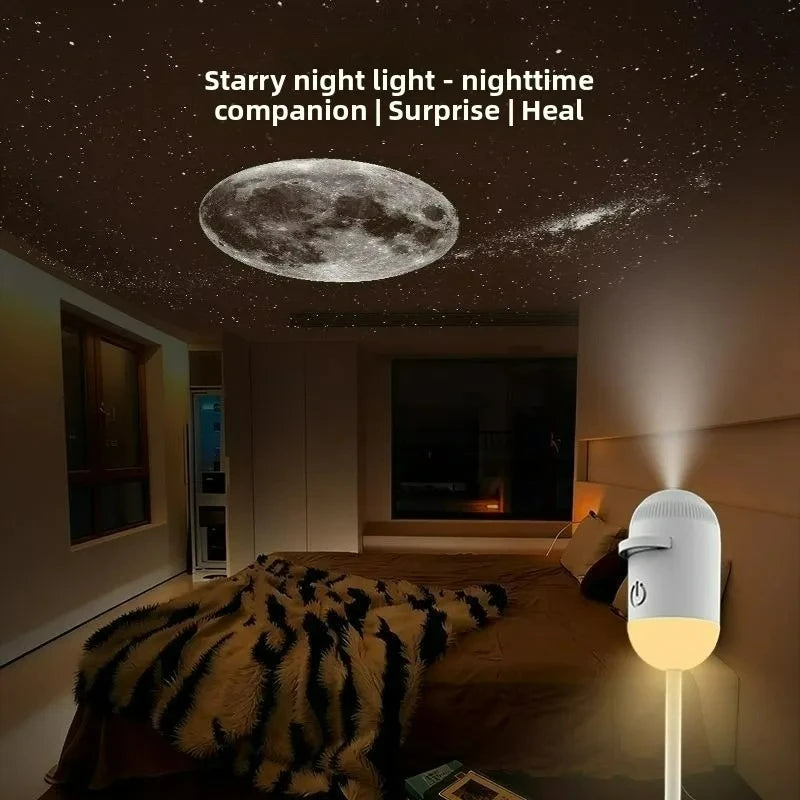 2-in-1 Mini Galaxy Star Projector Night Light – Starry Sky Ambient Lamp for Bedroom