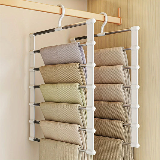 Stainless Steel Space-Saving Foldable Pants Hangers for Jeans, Leggings & Trousers - Closet Organizer