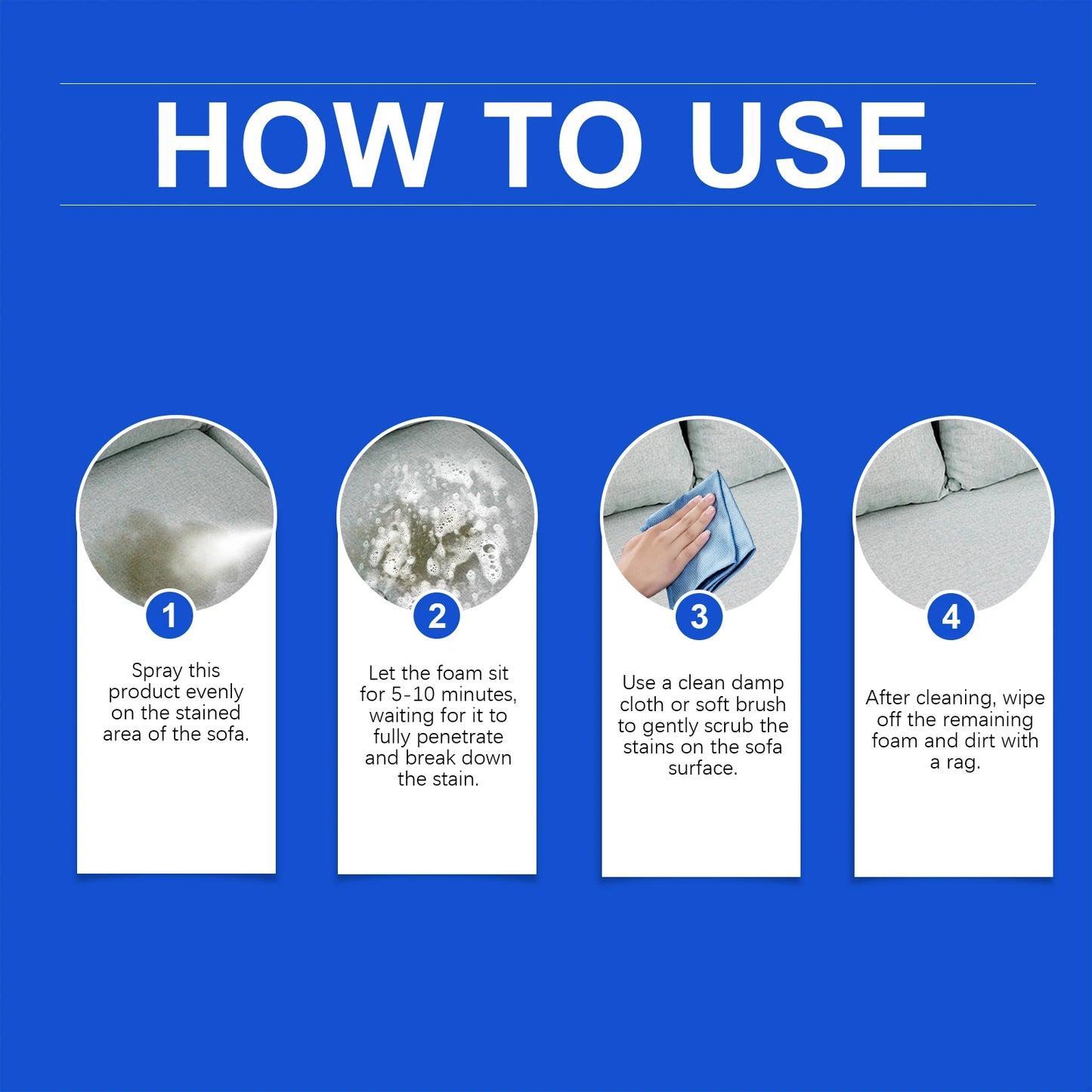Sofa Foam Cleaner for Stain Removal & Odor Elimination - Efficient Non-Damaging Fabric Cleaner to Maintain Sofa Softness