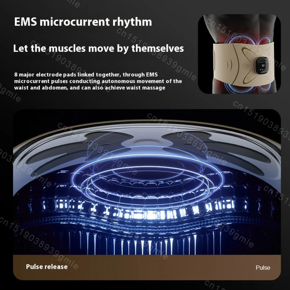 EMS Microcurrent Heating Massager Belt Pulse Body Sculptor Waist Relaxation Device with Warmth for Home Use