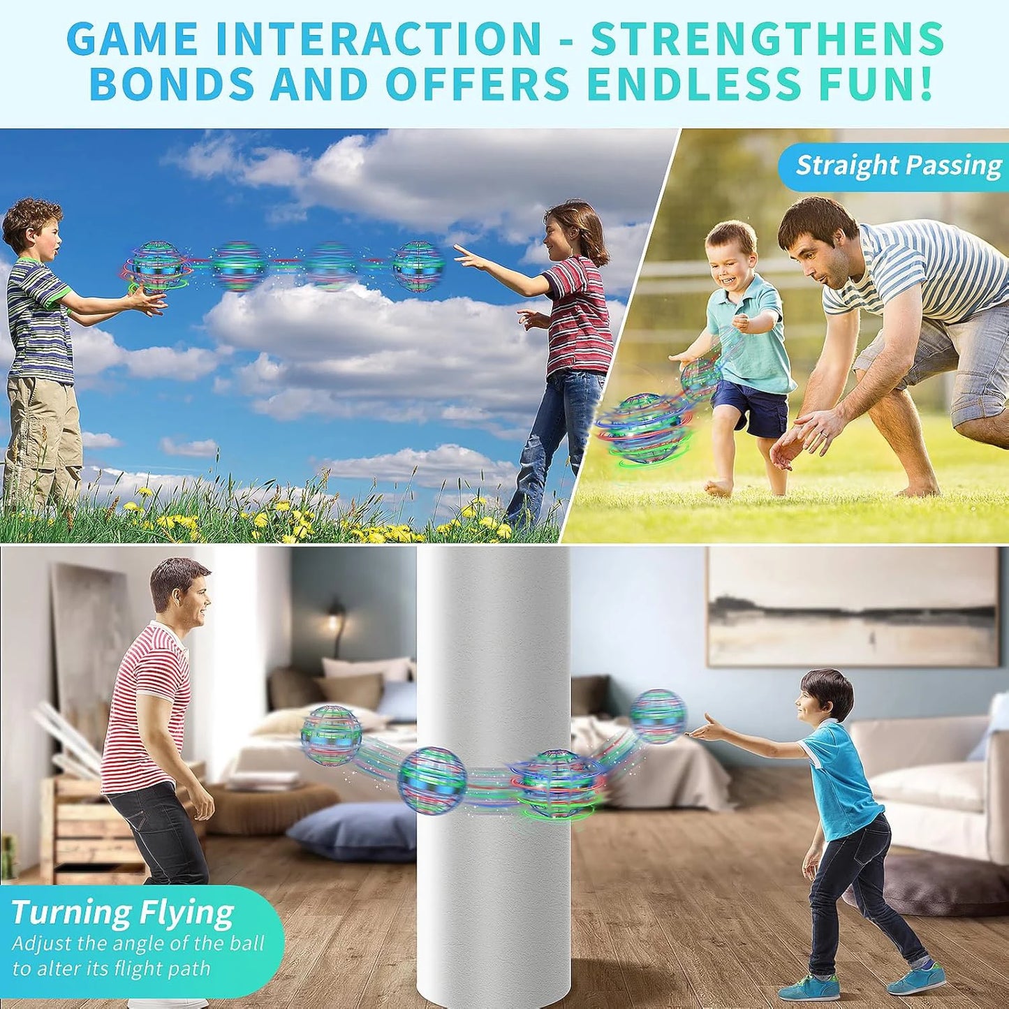 AI Flying Orb Ball Galaxy Cosmic Globe Hand Drone Boomerang Fidget Spinning Toy 9.5cm Diameter Plastic Juggling Ball for Ages 14+