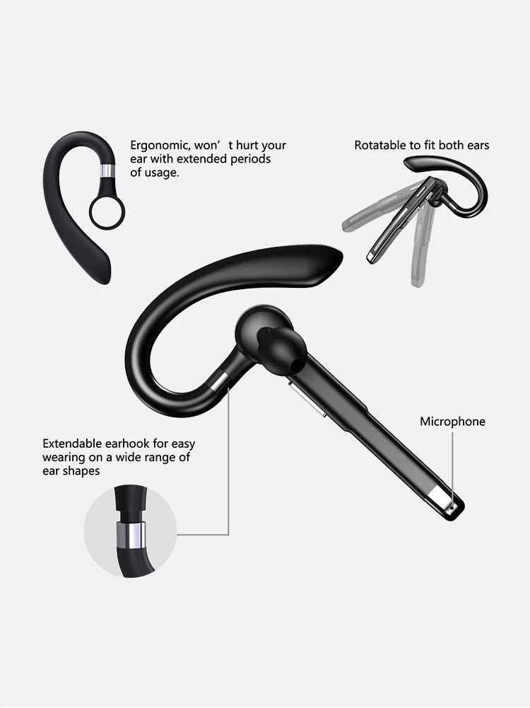 YYK520 Hanging Ear Wireless Bluetooth Headset 5.1 Hands-free ENC Call Noise Reduction Driving Single Ear Business Headphones