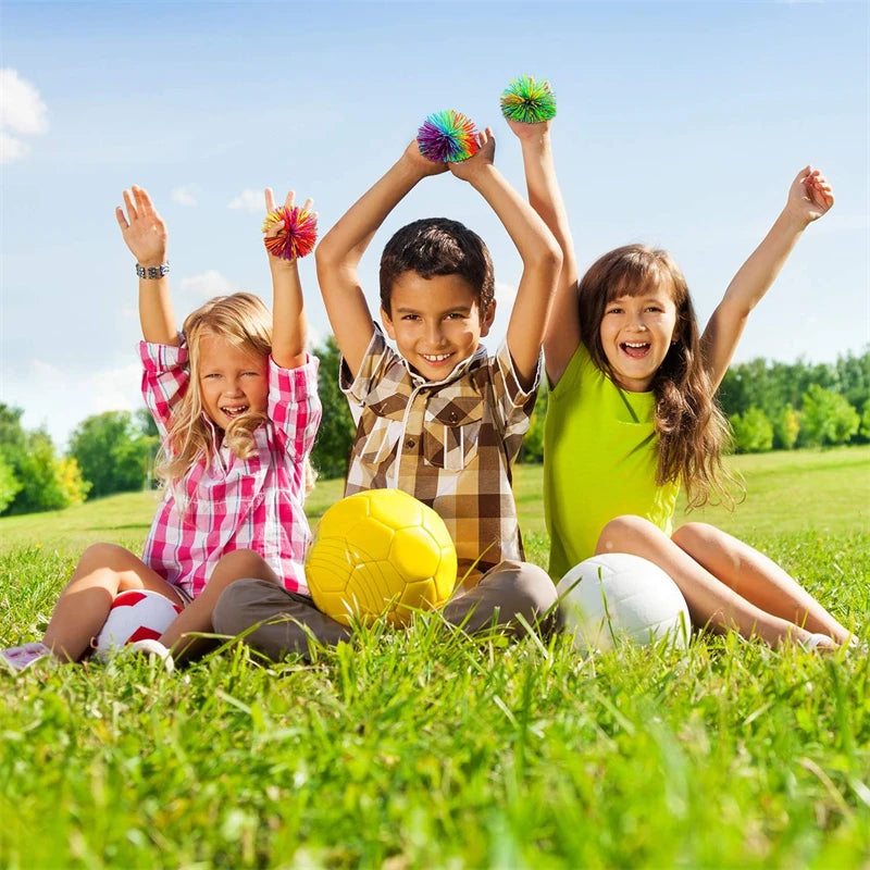 4-Piece Stress Relieving Sensory Toy Set with Random Colors. Bouncy Ball Is Perfect for Children and Adults