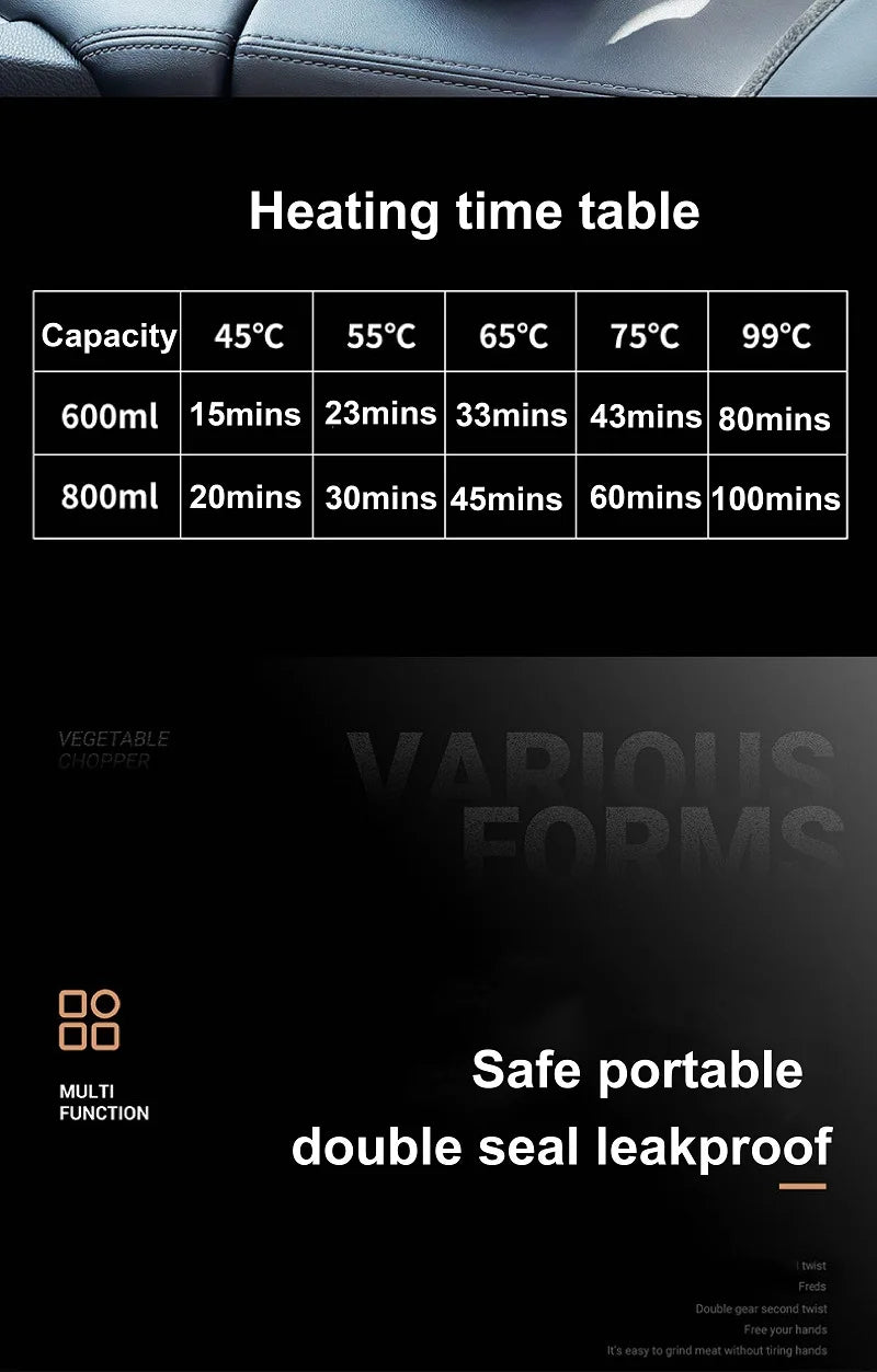 100-240V Electric Lunch Box 12V Car Rice Cooker Portable 304 Stainless Steel Double Layer Linner Thermal Insulation Lunch Box