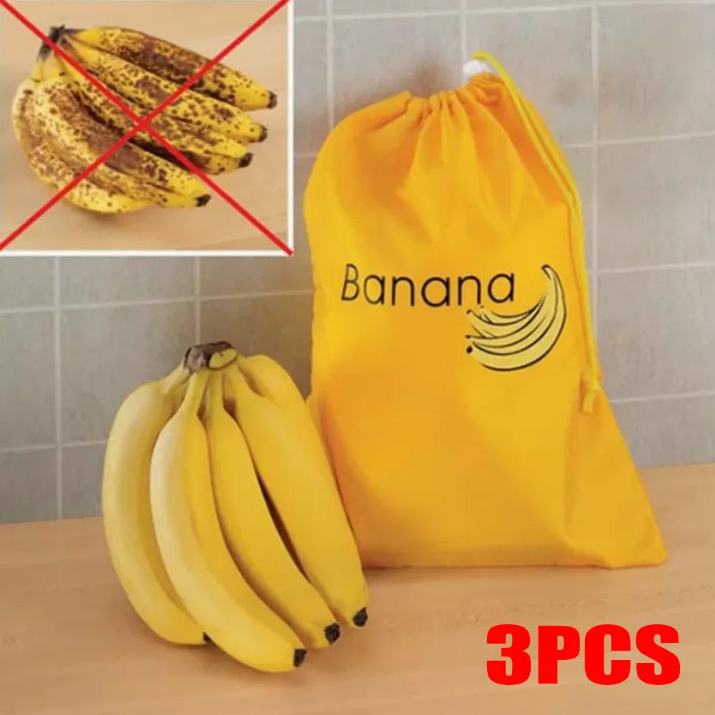 Insulated Fresh-Keeper Bag Reusable Drawstring Closure Storage Organizer for Bananas Lettuce & Vegetables Plant Fiber