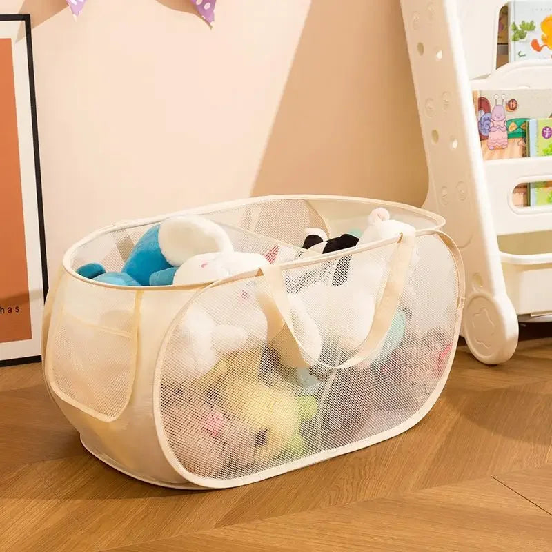 Children's Toys Storage Basket Multifunctional Breathable Mesh Laundry Bag for Dolls And Playroom Organization