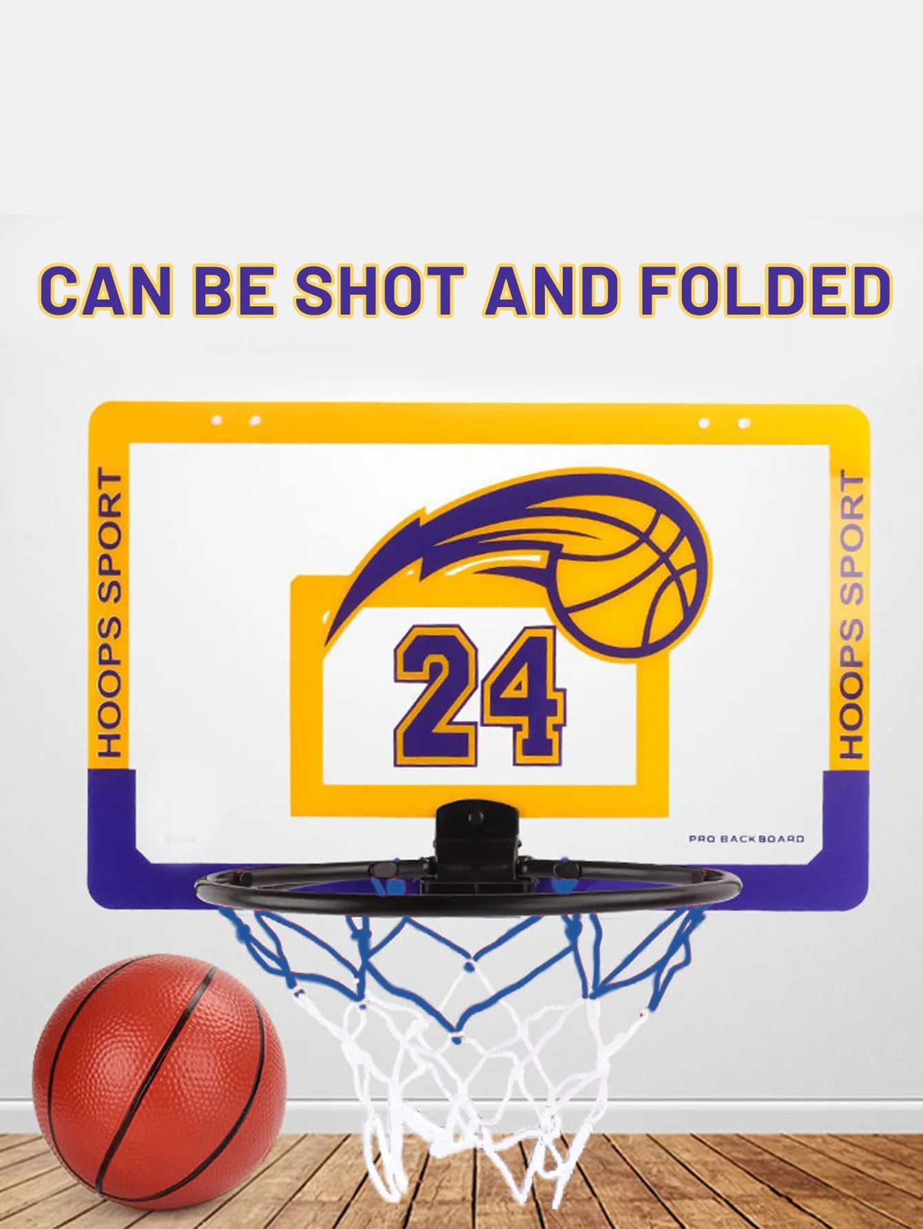 Children's Home Sports Basketball Set with Wall Bracket Non-Perforated Plastic Basketball Frame for Ages 3-12