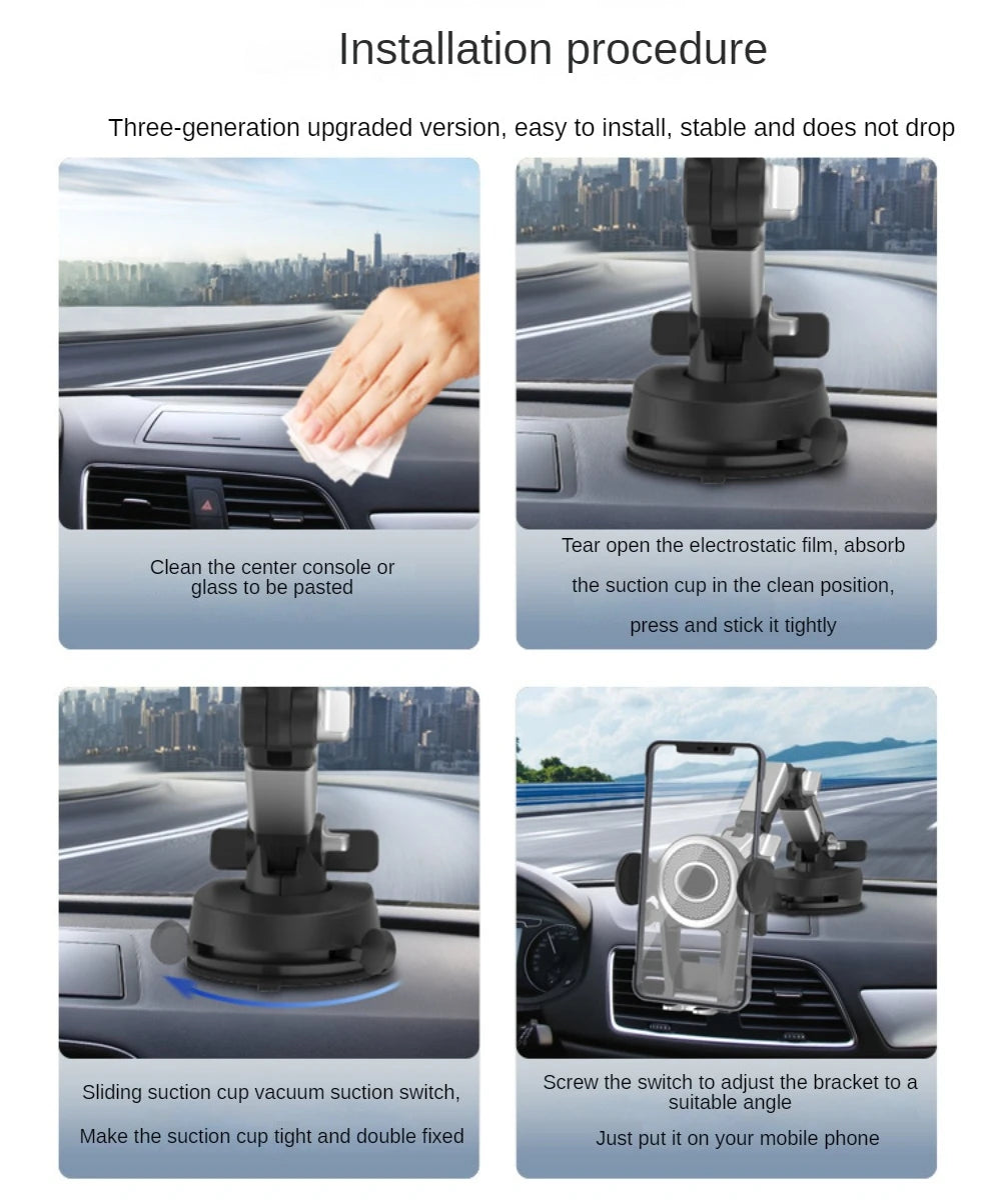 Heavy Duty Phone Mount for Car Windshield Dashboard Long Arm Suction Cup Phone Stand Holder 4.7-6.8inch Smartphone GPS Mount