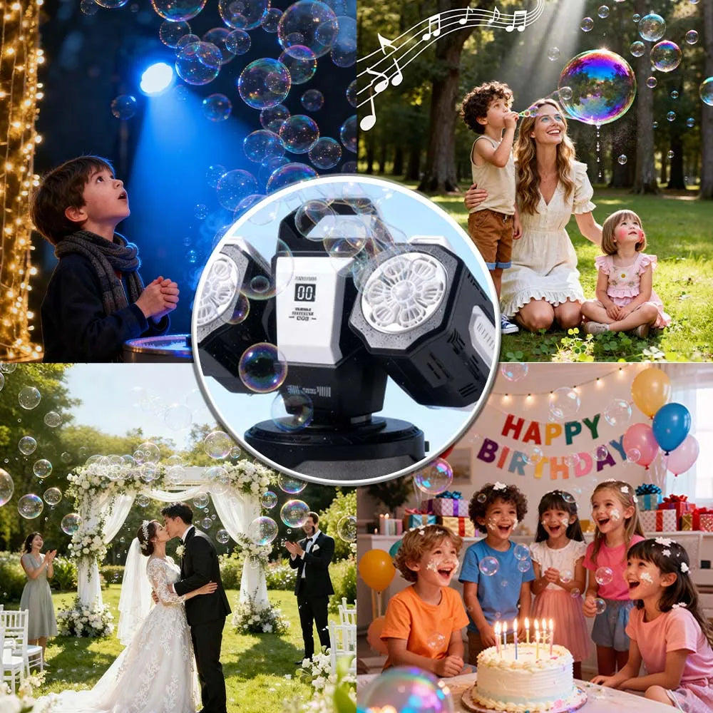 2026 RGB Bubble Machine with Remote Control 1800mAh Rechargeable Type-C for Kids Unisex No Bubble Solution Included
