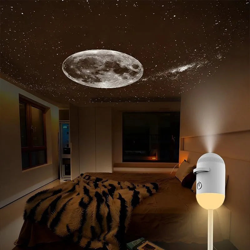 Cordless Led Wall Projector Universe Galaxy Sconce Sunset Lamp Wireless Charging Night Light For Home Bedroom Living Room Decor