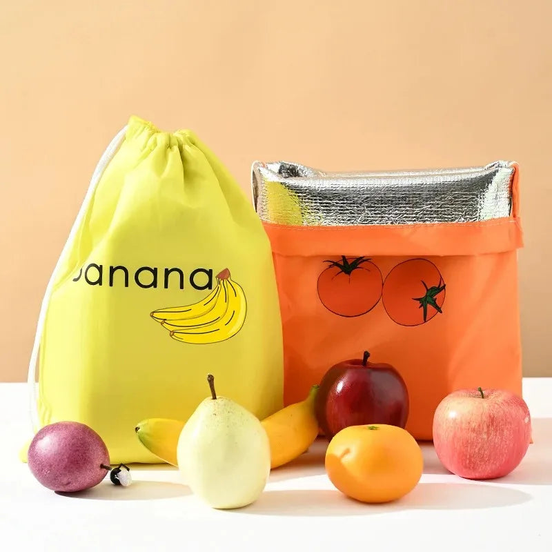Insulated Fresh-Keeper Bag Reusable Drawstring Closure Storage Organizer for Bananas Lettuce & Vegetables Plant Fiber