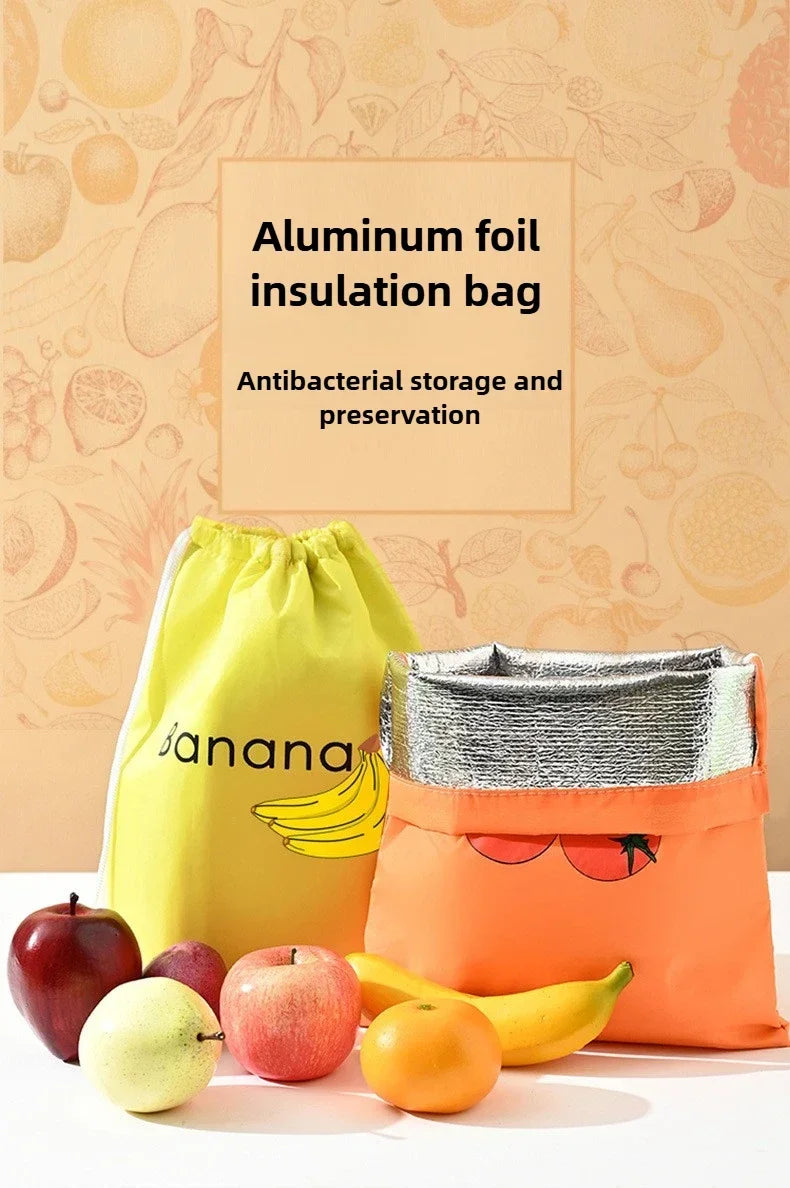 Insulated Fresh-Keeper Bag Reusable Drawstring Closure Storage Organizer for Bananas Lettuce & Vegetables Plant Fiber