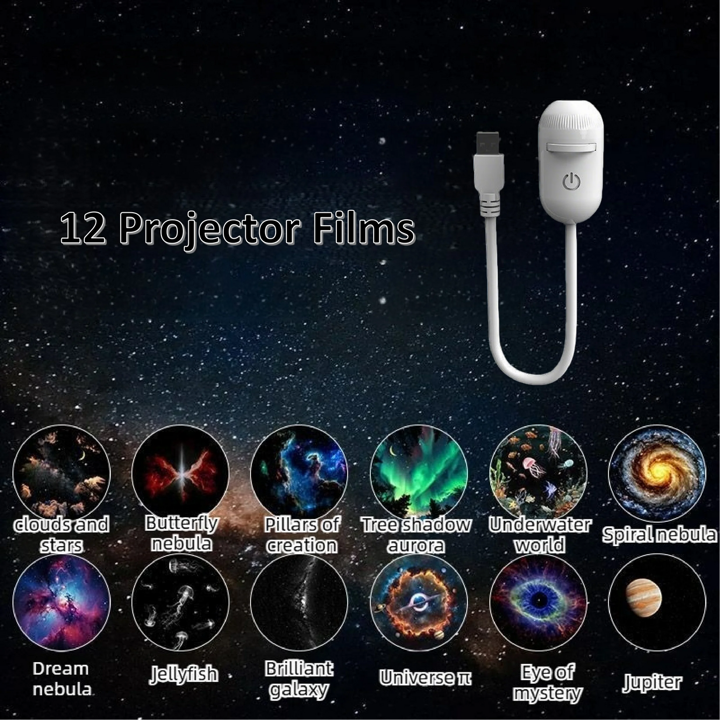 2-in-1 Mini Galaxy Star Projector Night Light – Starry Sky Ambient Lamp for Bedroom