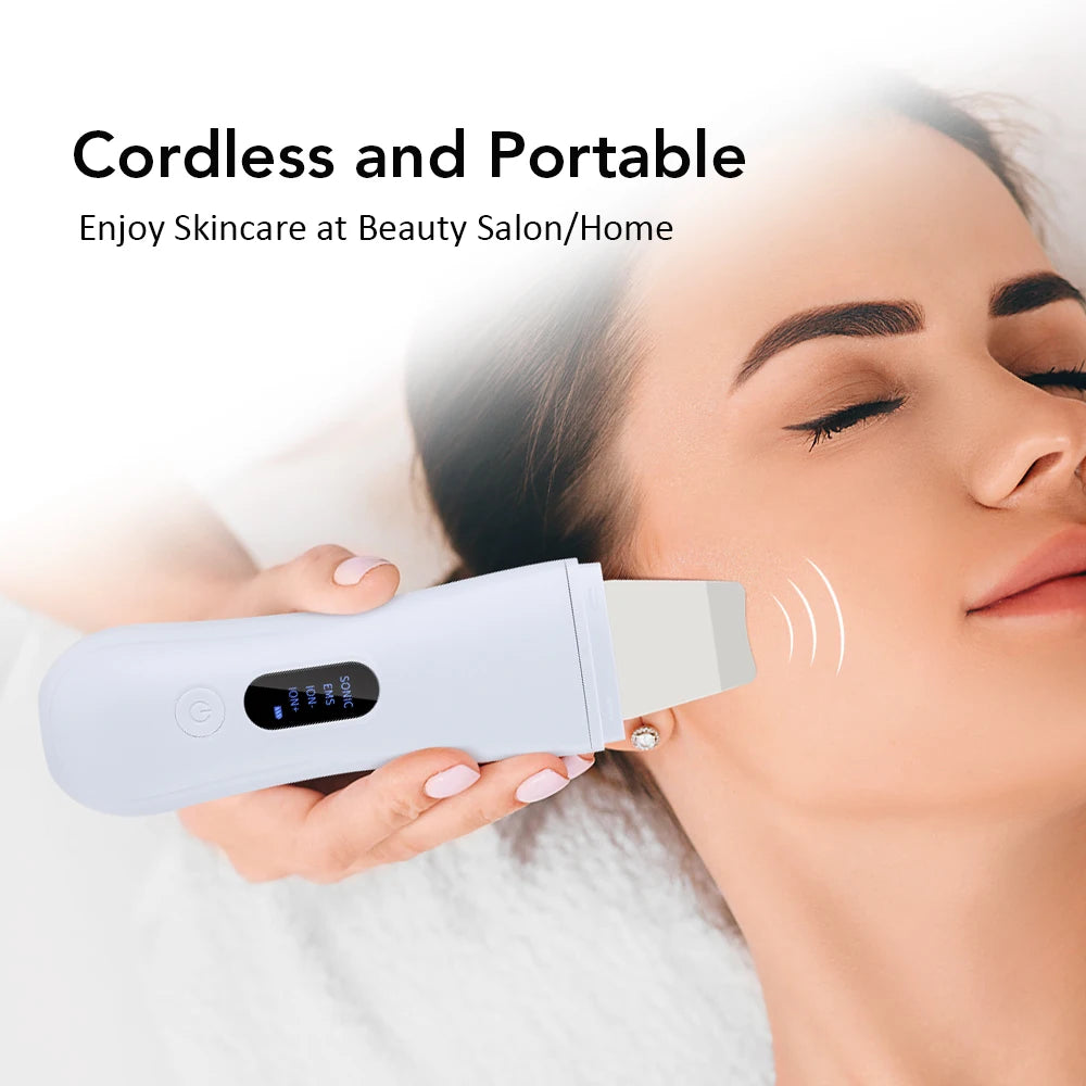 Ultrasonic Skin Scrubber Skin Spatula Ion Deep Face Cleaning