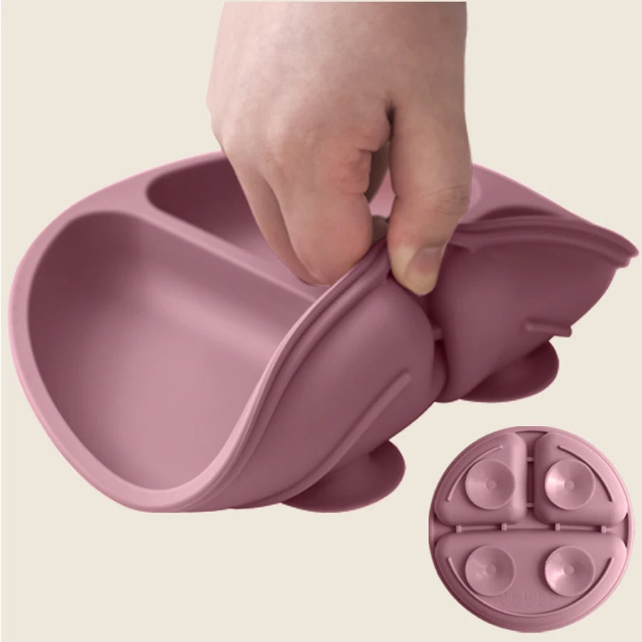 1PCS Baby Sucker Silicone Dining Plate BPA Free Children Dishes Suction Toddle Training Tableware Kids Feeding Bowls