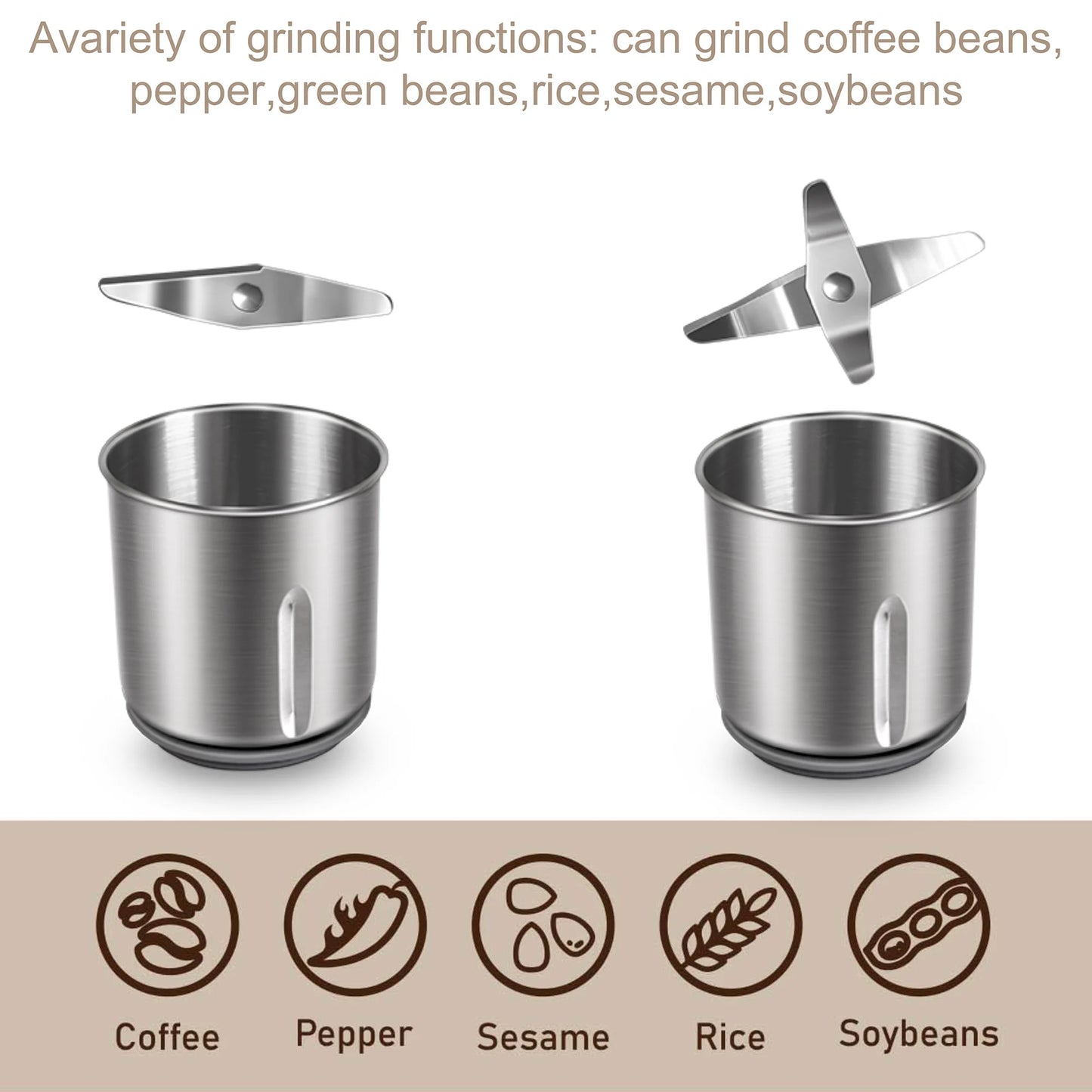 Detachable Electric Coffee Grinder Dry&Wet 2 In 1 Grass Nuts Herbs Grains Pepper Spice Flour Mill Coffee Beans