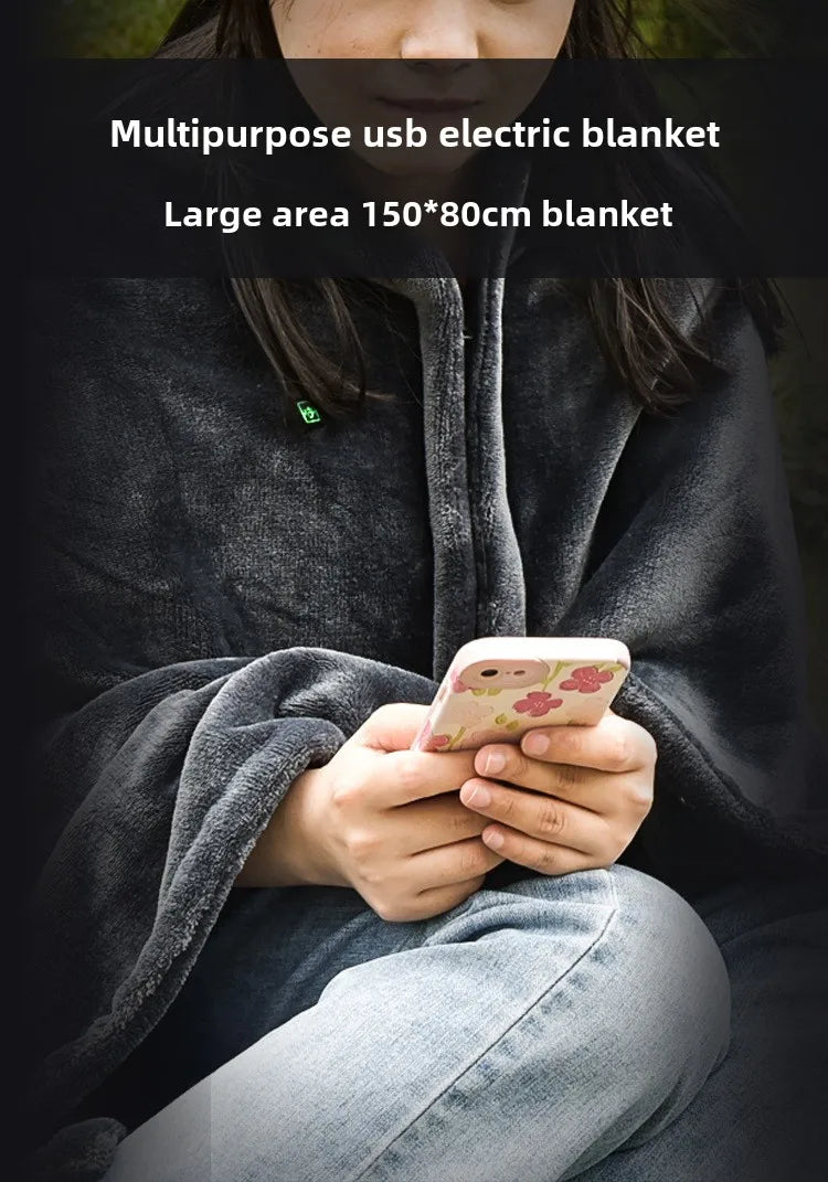 Mink Velvet Electric Blanket USB Heated Shawl Multifunctional Timer Wearable Warmth  Comfortable Home Heating