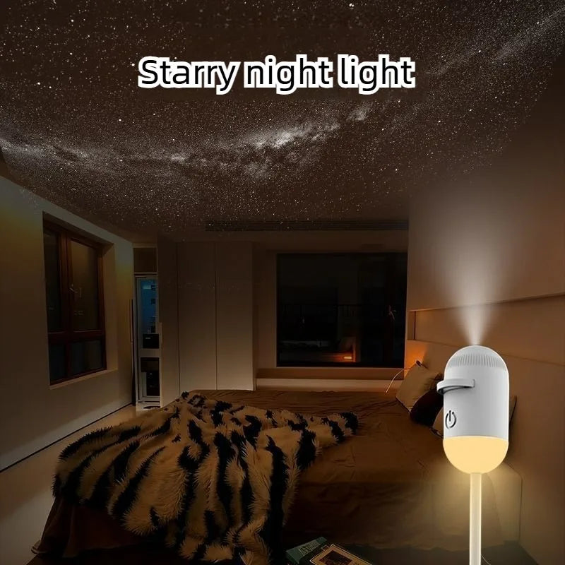 2-in-1 Mini Galaxy Star Projector Night Light – Starry Sky Ambient Lamp for Bedroom