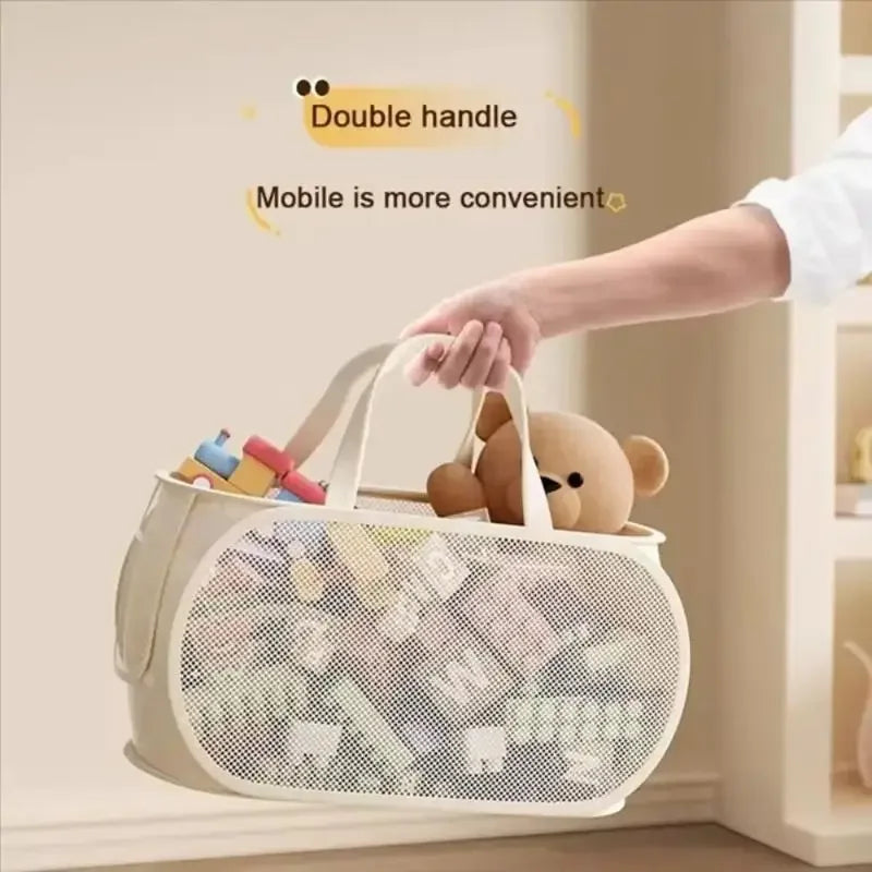 Children's Toys Storage Basket Multifunctional Breathable Mesh Laundry Bag for Dolls And Playroom Organization