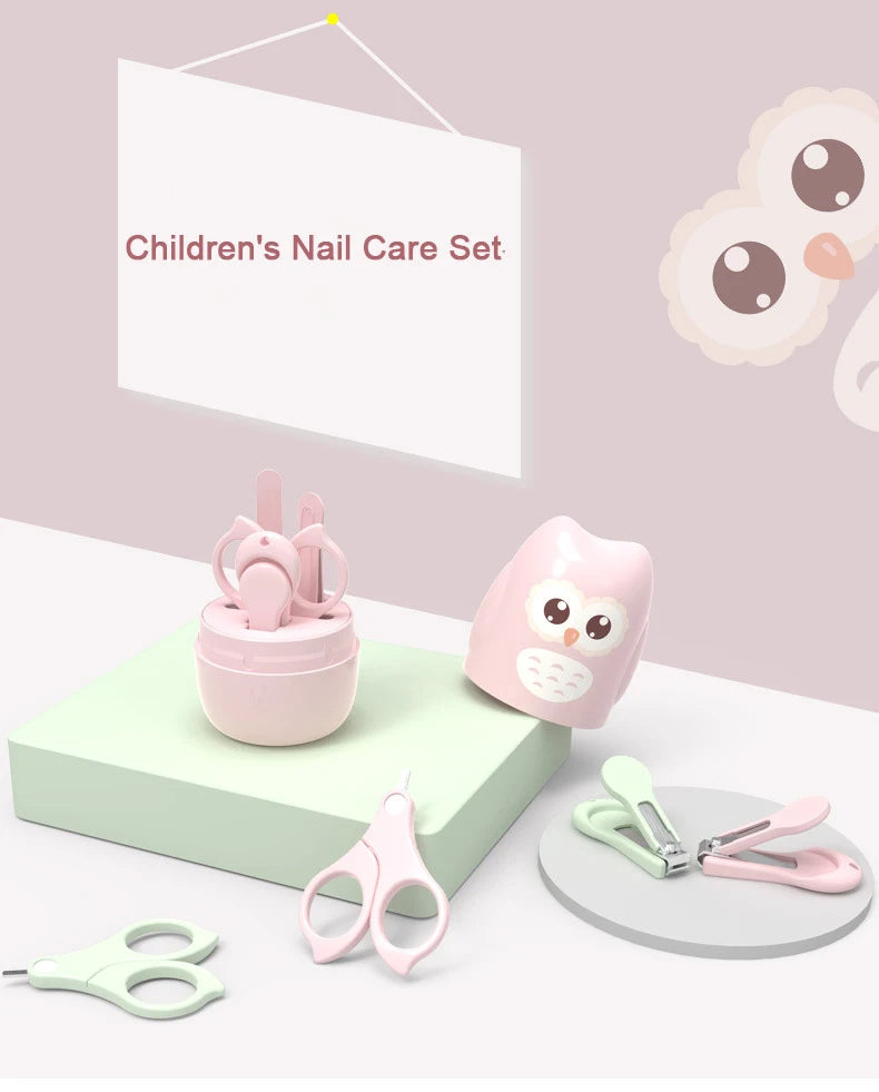 Baby Nail Scissor Baby Nail Care Tool Set Kid Safe Portable Nail Clipper Trimmer File Tweezer With Box Children Manicure Kit