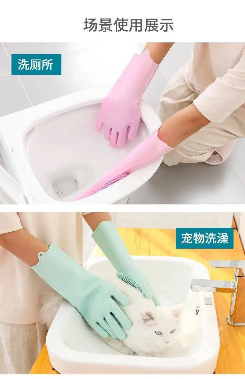 Silicone dishwashing gloves