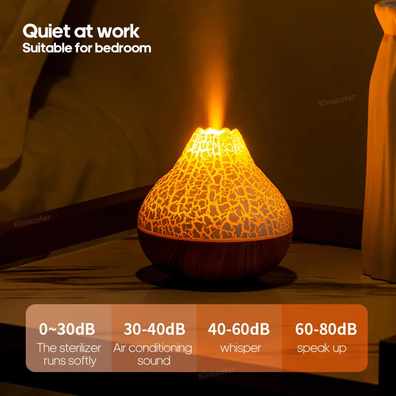300ml Volcano USB Humidifier Desktop Air Mist Diffuser with 7-Color Night Light Ultrasonic Water Purifier Freshener with Quiet Operation