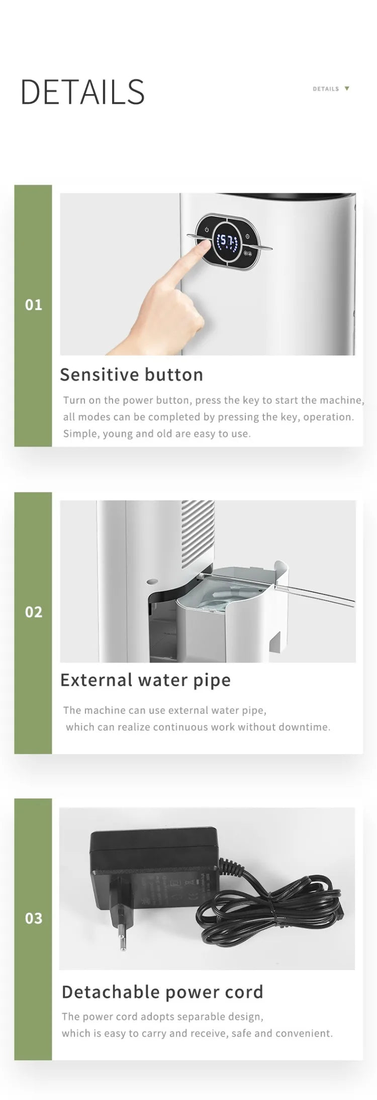 1200ML Household Dehumidifier Electronic Air Drying Machine Moisture-Proof for 21-30㎡ Area 100-240V with Low Noise ≤50dB