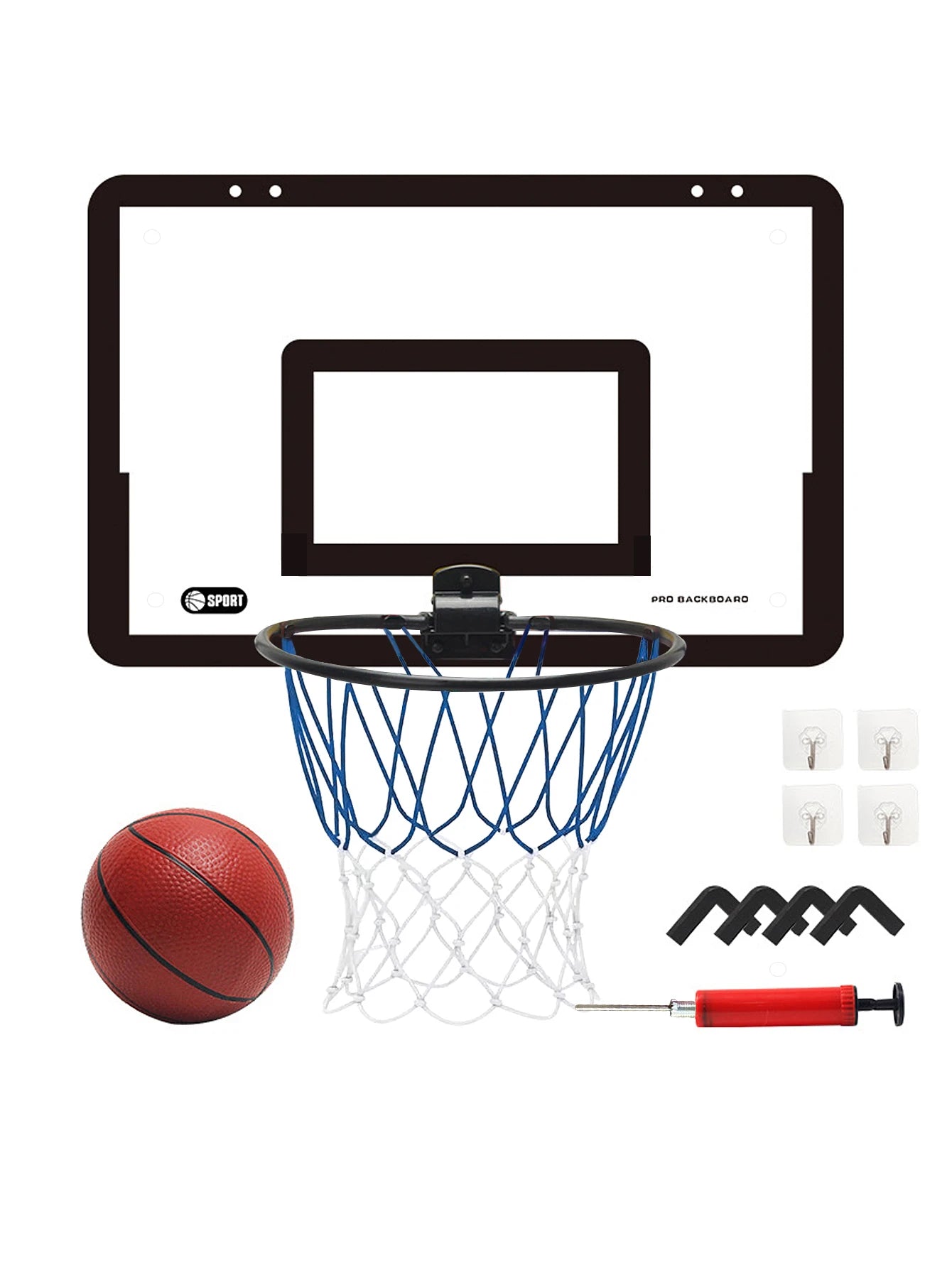 Children's Home Sports Basketball Set with Wall Bracket Non-Perforated Plastic Basketball Frame for Ages 3-12