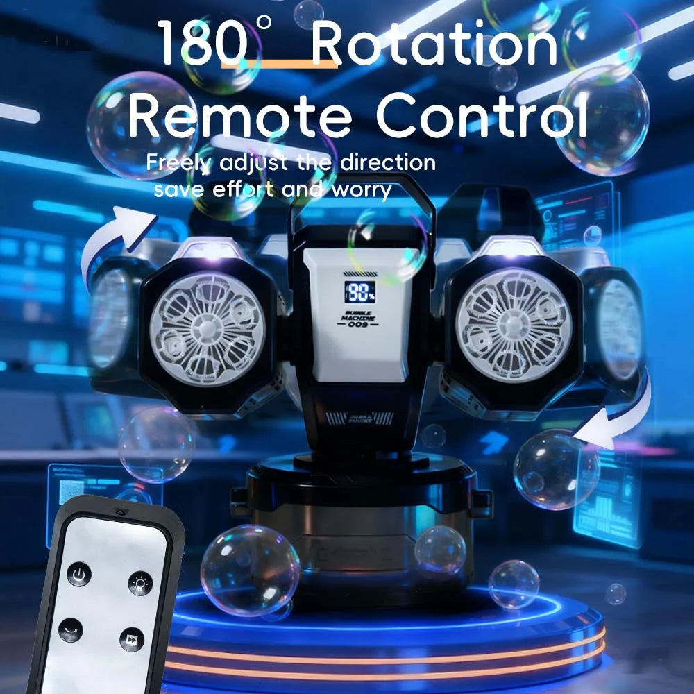 2026 RGB Bubble Machine with Remote Control 1800mAh Rechargeable Type-C for Kids Unisex No Bubble Solution Included