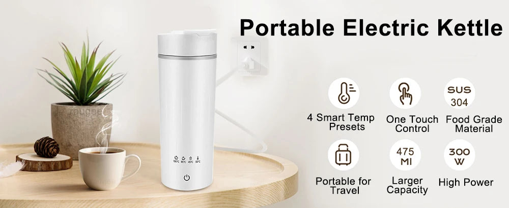 Portable Mini Electric Kettle Tea Coffee Pot Anti-Scald Water Thermal Cup