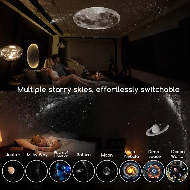 Cordless Led Wall Projector Universe Galaxy Sconce Sunset Lamp Wireless Charging Night Light For Home Bedroom Living Room Decor