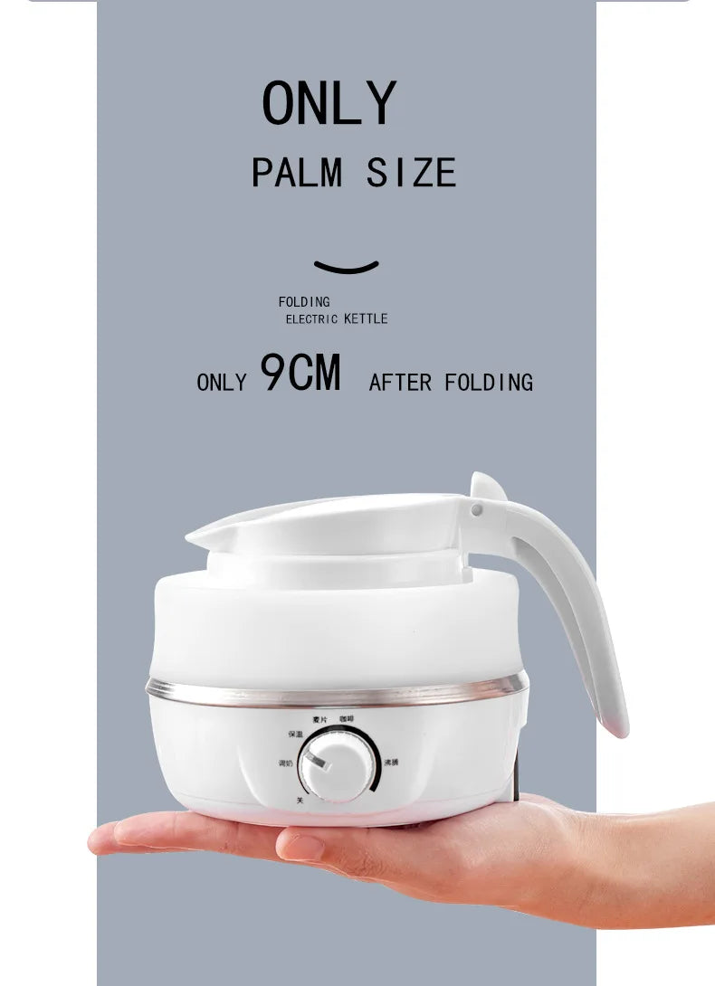 Mini Portable Fold Electric Kettle Thermostat Silicone Stainless Steel