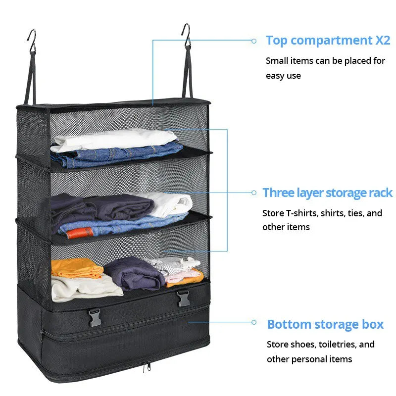 1 Set  Luggage Travel Organizer Hanging Packing Cubes Hanging Shelves