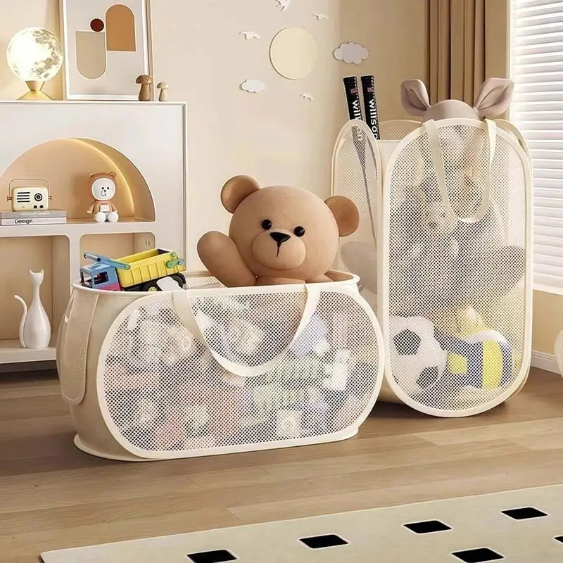 Children's Toys Storage Basket Multifunctional Breathable Mesh Laundry Bag for Dolls And Playroom Organization