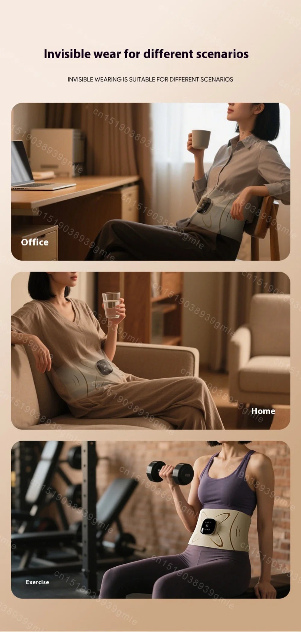 EMS Microcurrent Heating Massager Belt Pulse Body Sculptor Waist Relaxation Device with Warmth for Home Use