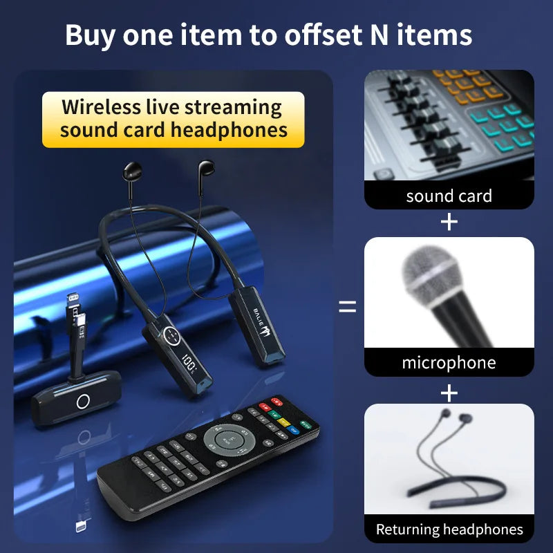 The all-in-one headset and microphone live streaming kit has a built-in microphone and ear return for overseas Tiktok live stream
