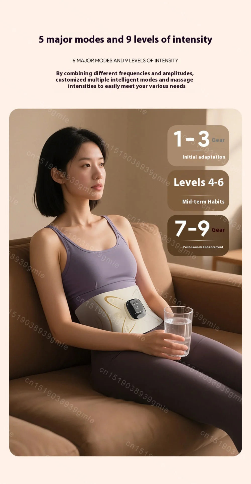 EMS Microcurrent Heating Massager Belt Pulse Body Sculptor Waist Relaxation Device with Warmth for Home Use