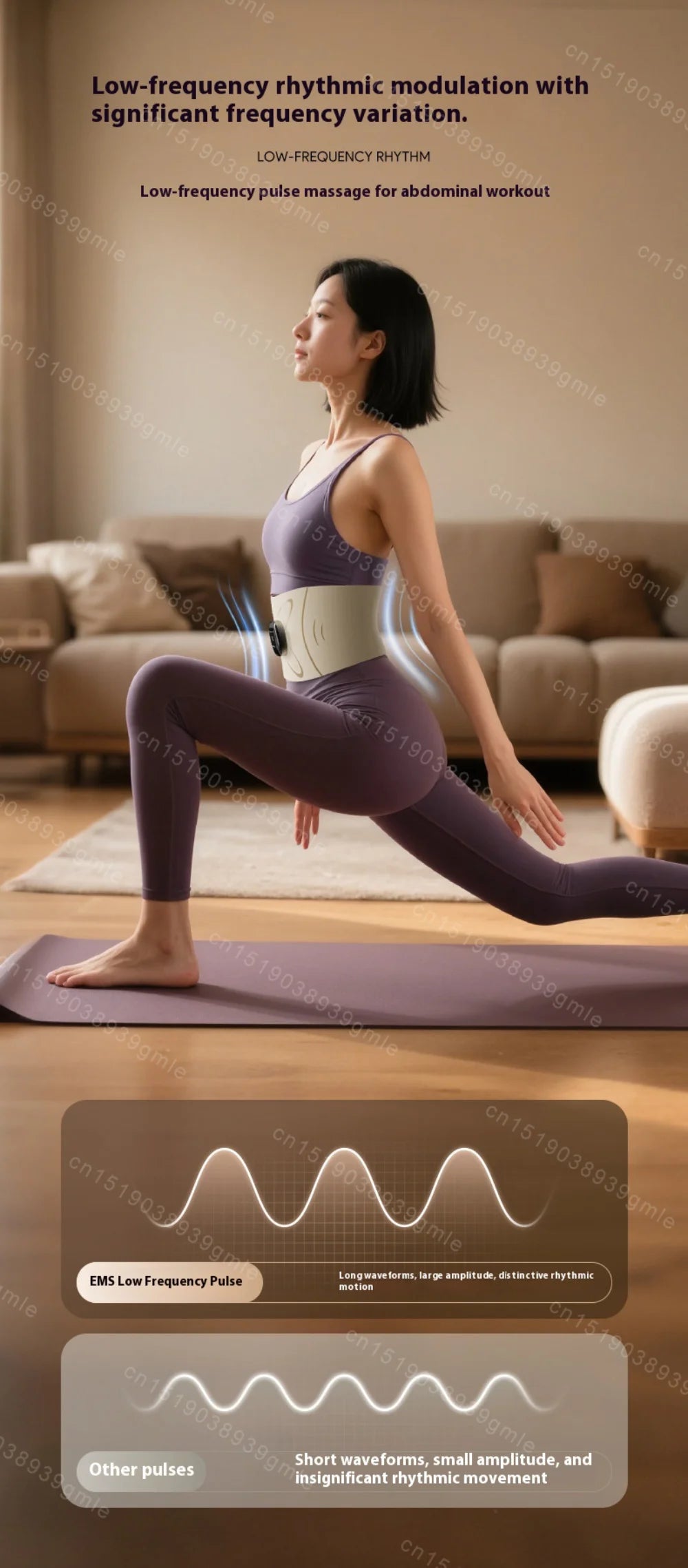 EMS Microcurrent Heating Massager Belt Pulse Body Sculptor Waist Relaxation Device with Warmth for Home Use