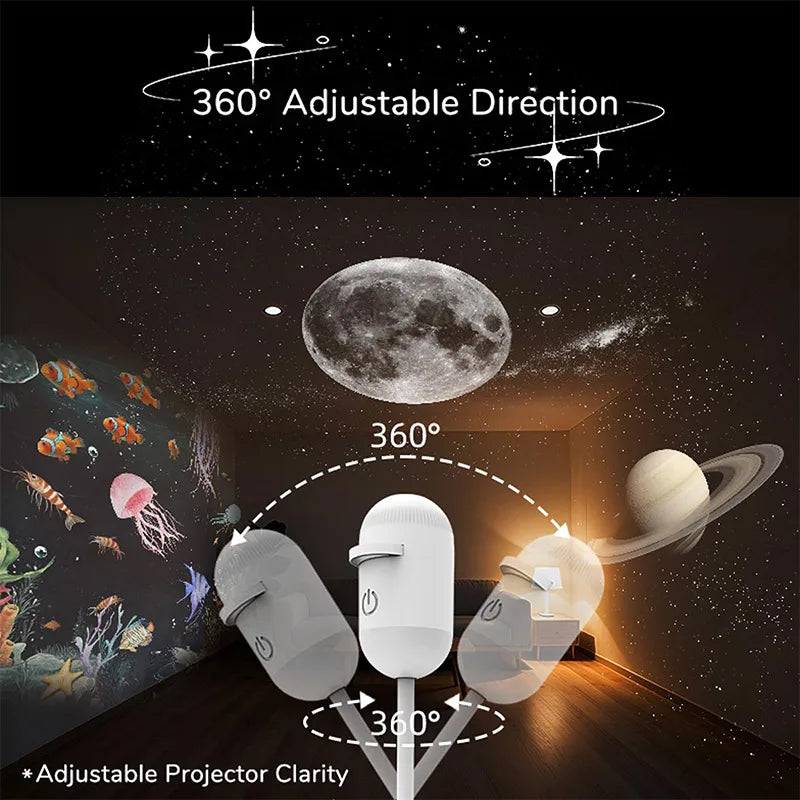 Cordless Led Wall Projector Universe Galaxy Sconce Sunset Lamp Wireless Charging Night Light For Home Bedroom Living Room Decor