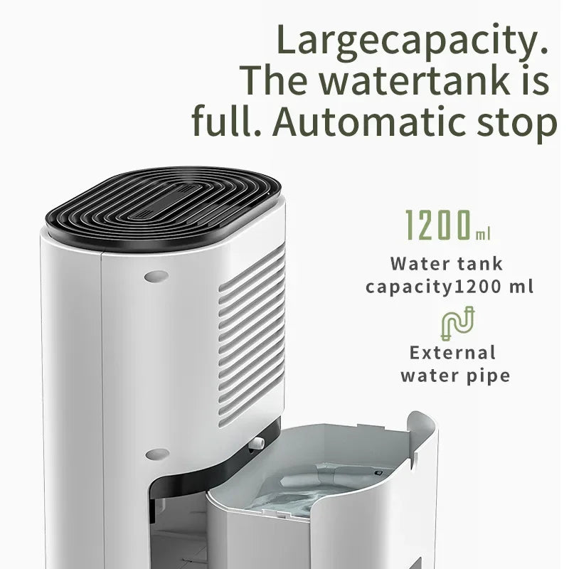 1200ML Household Dehumidifier Electronic Air Drying Machine Moisture-Proof for 21-30㎡ Area 100-240V with Low Noise ≤50dB