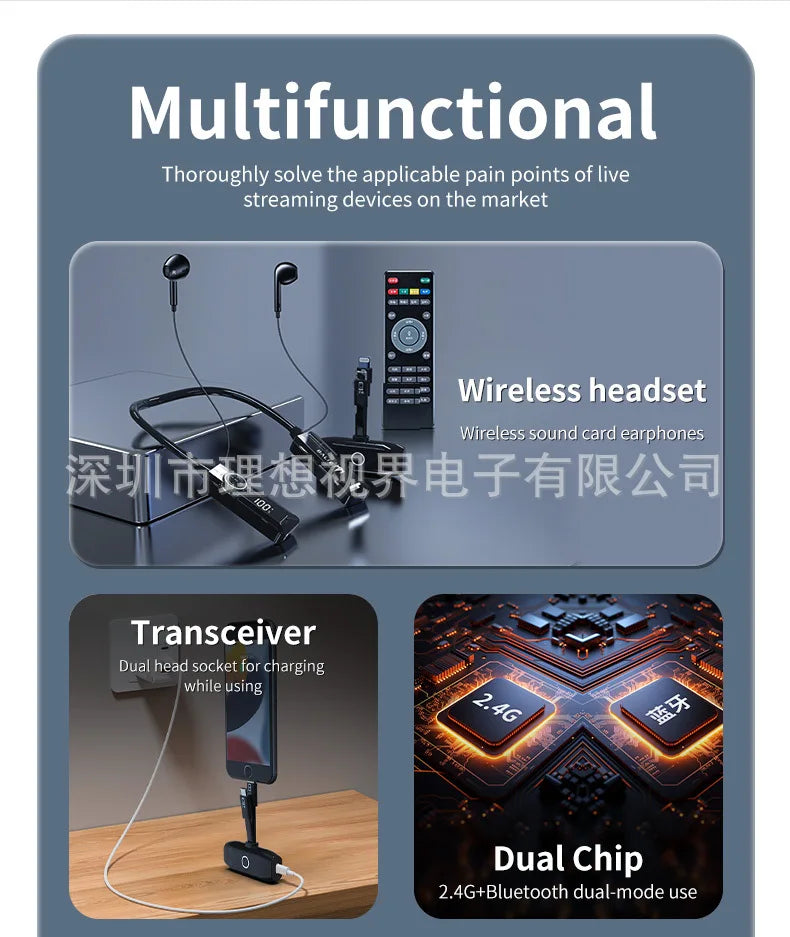 The all-in-one headset and microphone live streaming kit has a built-in microphone and ear return for overseas Tiktok live stream
