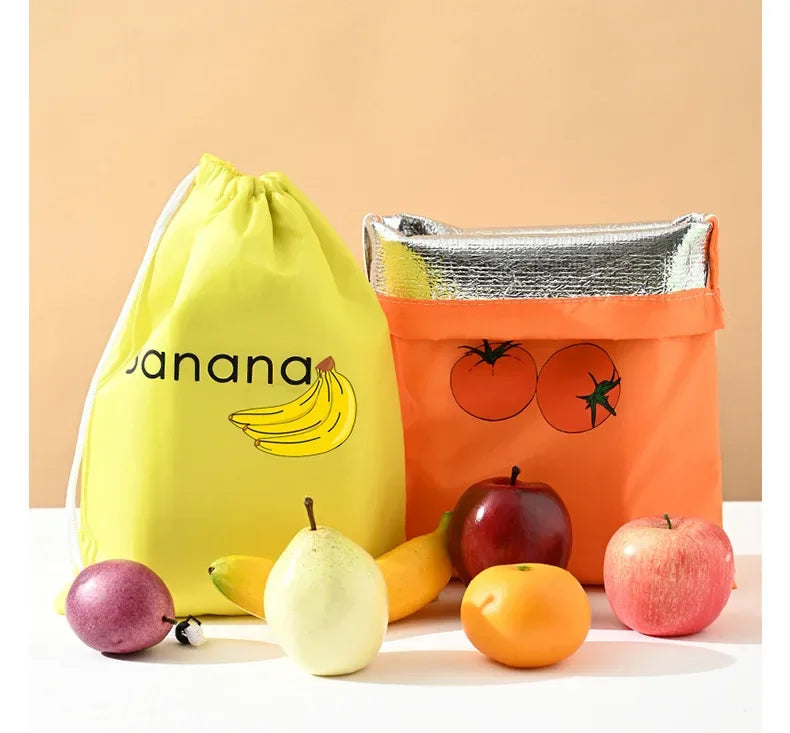 Insulated Fresh-Keeper Bag Reusable Drawstring Closure Storage Organizer for Bananas Lettuce & Vegetables Plant Fiber