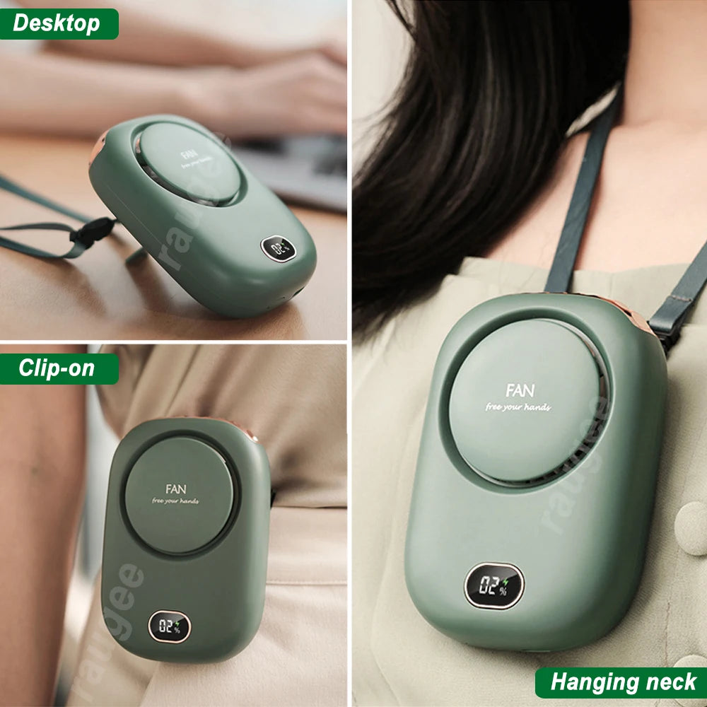 Mini Portable USB Rechargeable Waist Fan for Travel Clip-On Shirt Fan with Three Speed Settings Cooling Only