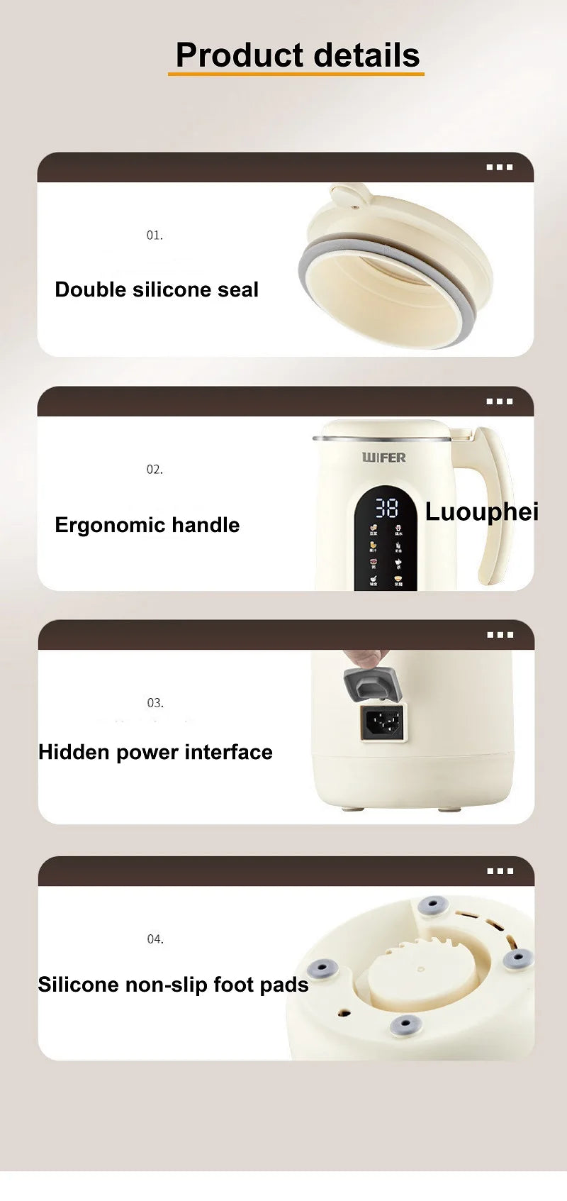 1.8L Soymilk Maker Electric Juicer 12h Appointment Rice Paste Machine Rapid Heating Food Wall Breaker Automatic