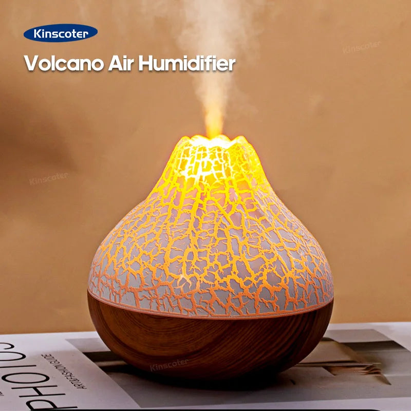 300ml Volcano USB Humidifier Desktop Air Mist Diffuser with 7-Color Night Light Ultrasonic Water Purifier Freshener with Quiet Operation