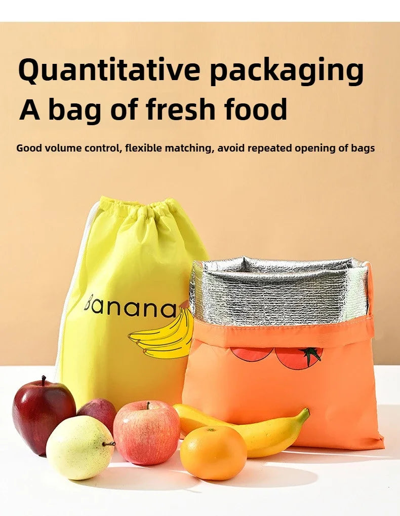 Insulated Fresh-Keeper Bag Reusable Drawstring Closure Storage Organizer for Bananas Lettuce & Vegetables Plant Fiber