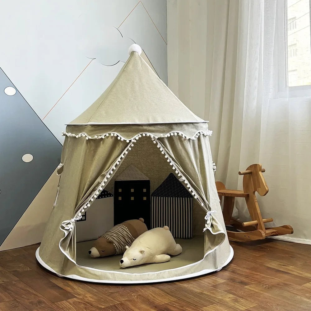 Portable Princess Castle Game House Teepee Tent for Children Outdoor Indoor Fun Toy Soft Cloth Mongolian Birthday Gift for Kids 0-12Y